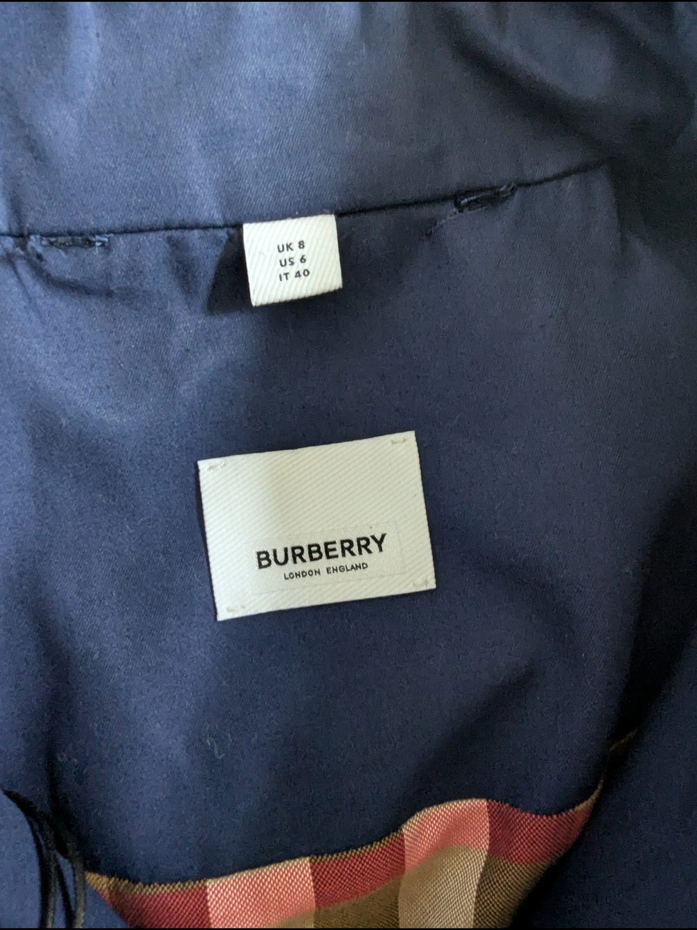 Burberry Hillington Navy Double-Breasted Belted Trench Coat, Sz US 6 - Picture 3 of 11